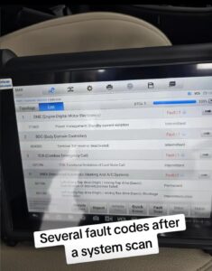 System fault codes detected during pre-purchase car diagnostic scan