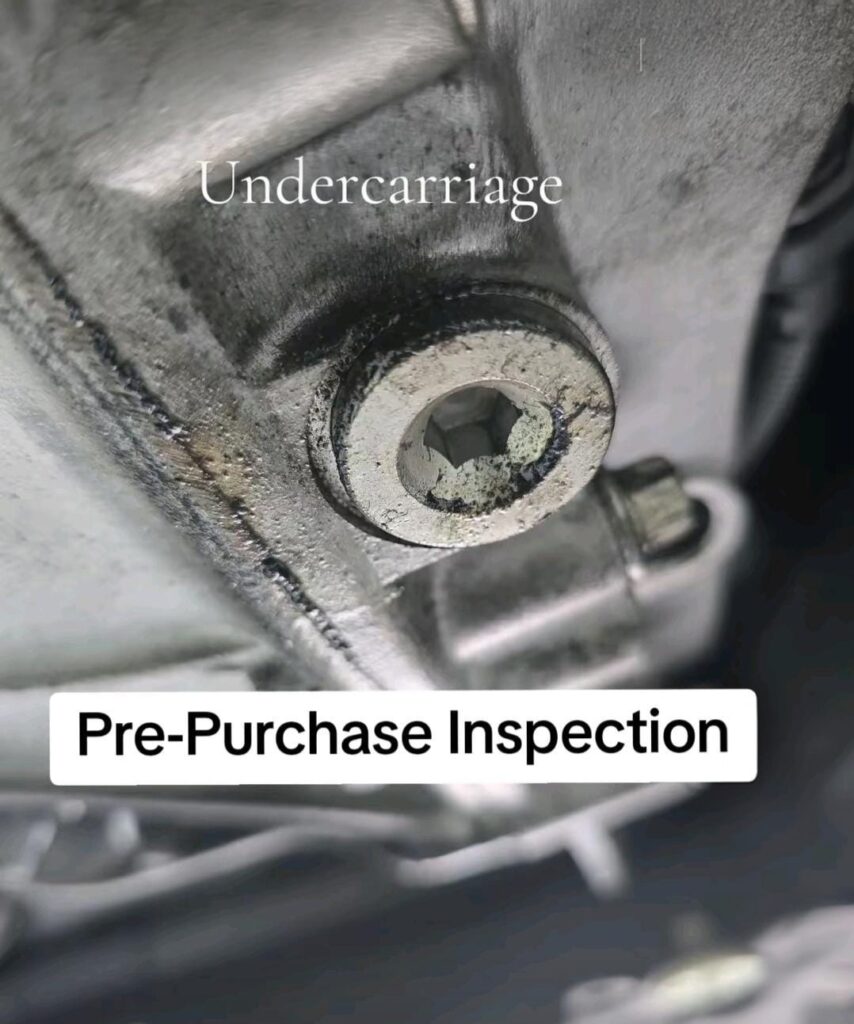Oil staining around transmission housing found during pre-purchase inspection